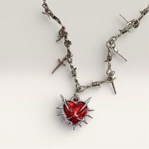 Thorn Red Heart Pendant Necklace